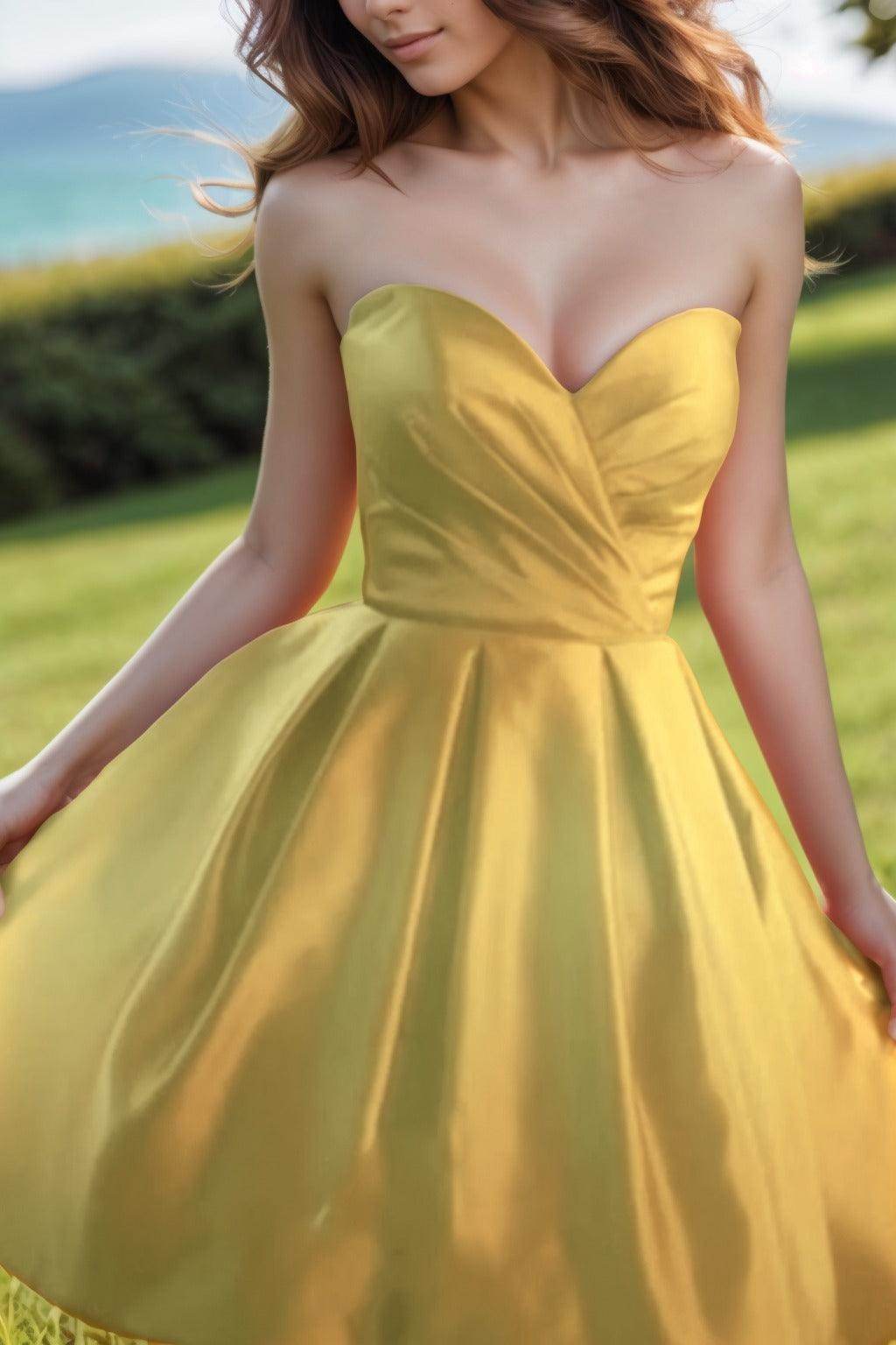 A-Line Knee Length Satin Homecoming Dresses CS0518 - COCOMELODY