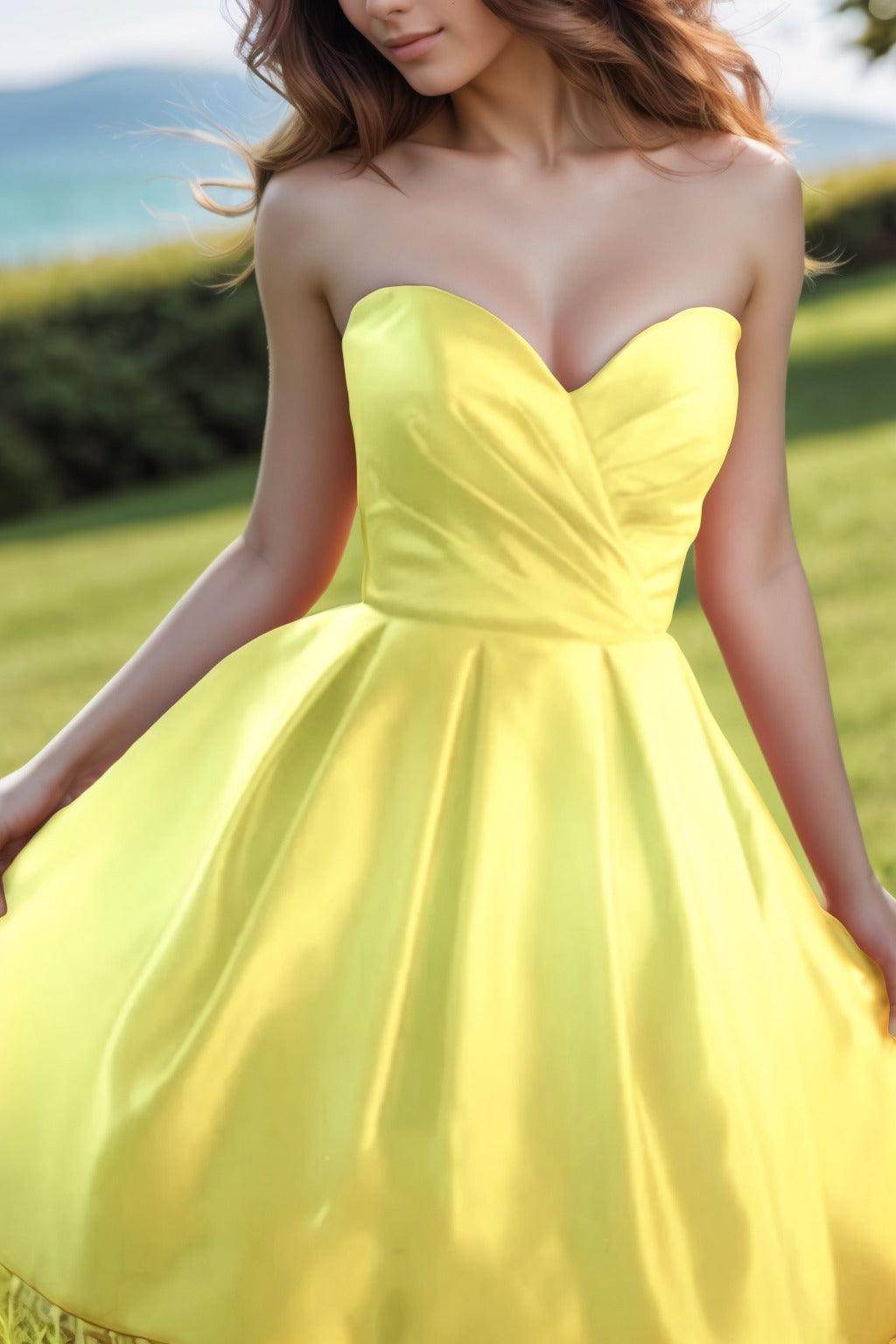 A-Line Knee Length Satin Homecoming Dresses CS0518 - COCOMELODY