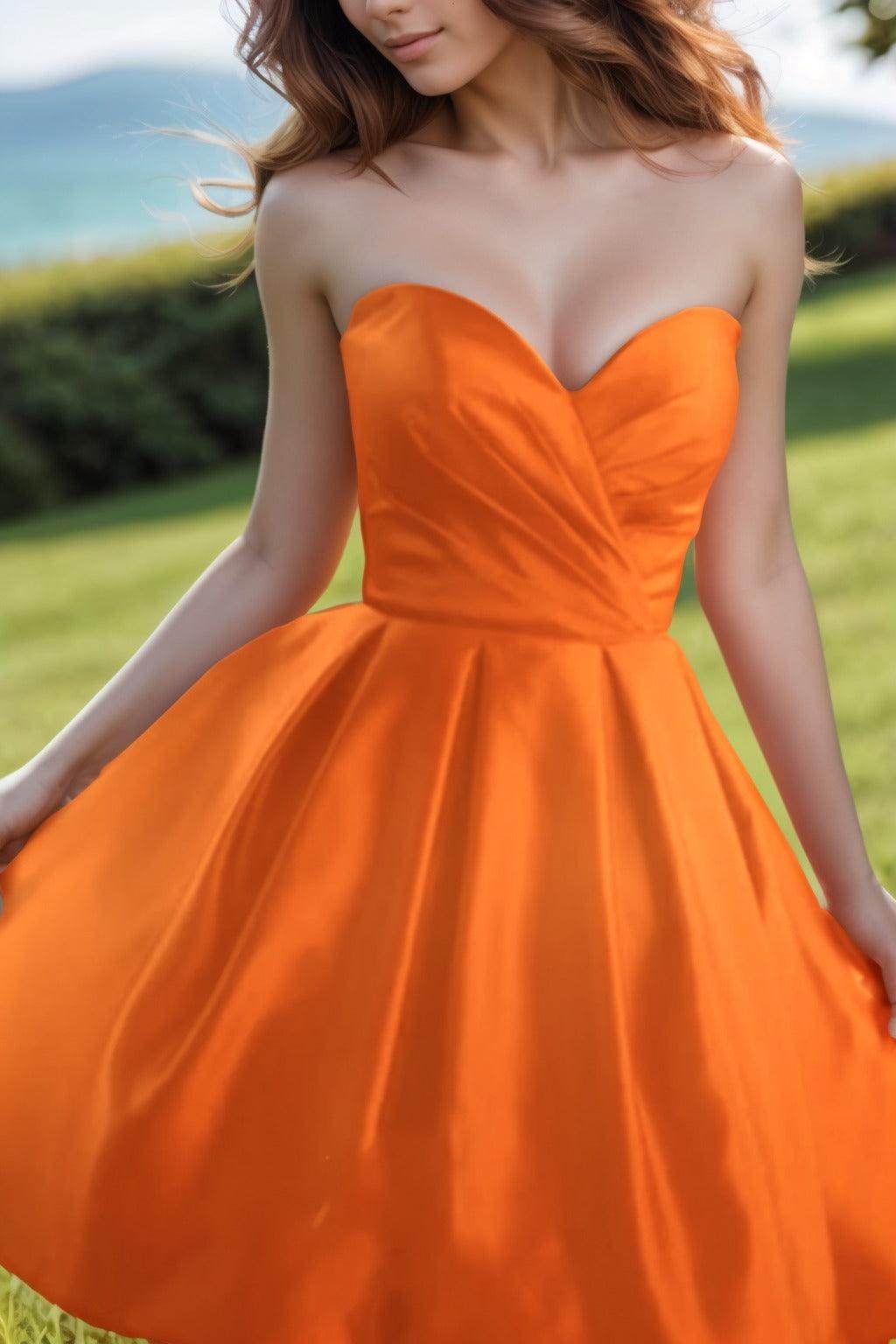 A-Line Knee Length Satin Homecoming Dresses CS0518 - COCOMELODY
