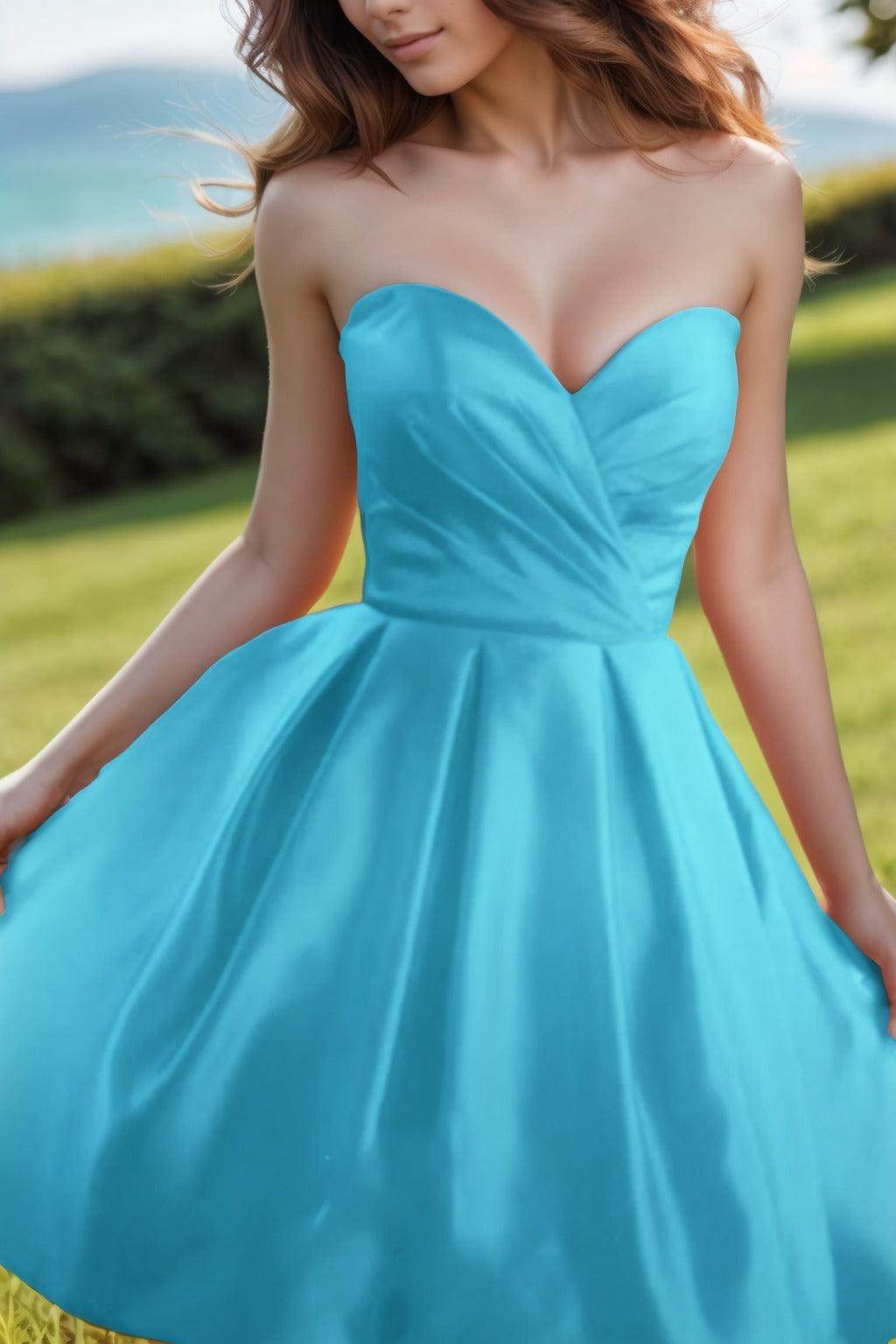 A-Line Knee Length Satin Homecoming Dresses CS0518 - COCOMELODY
