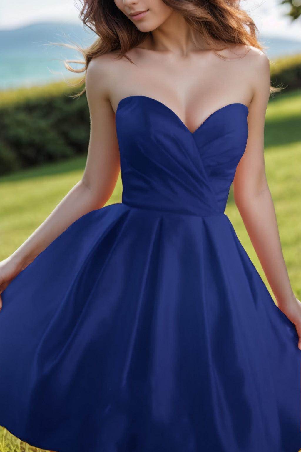 A-Line Knee Length Satin Homecoming Dresses CS0518 - COCOMELODY