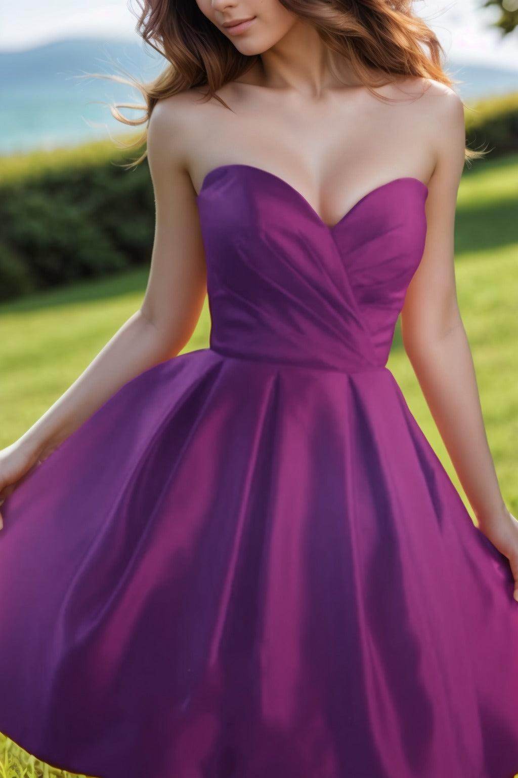 A-Line Knee Length Satin Homecoming Dresses CS0518 - COCOMELODY