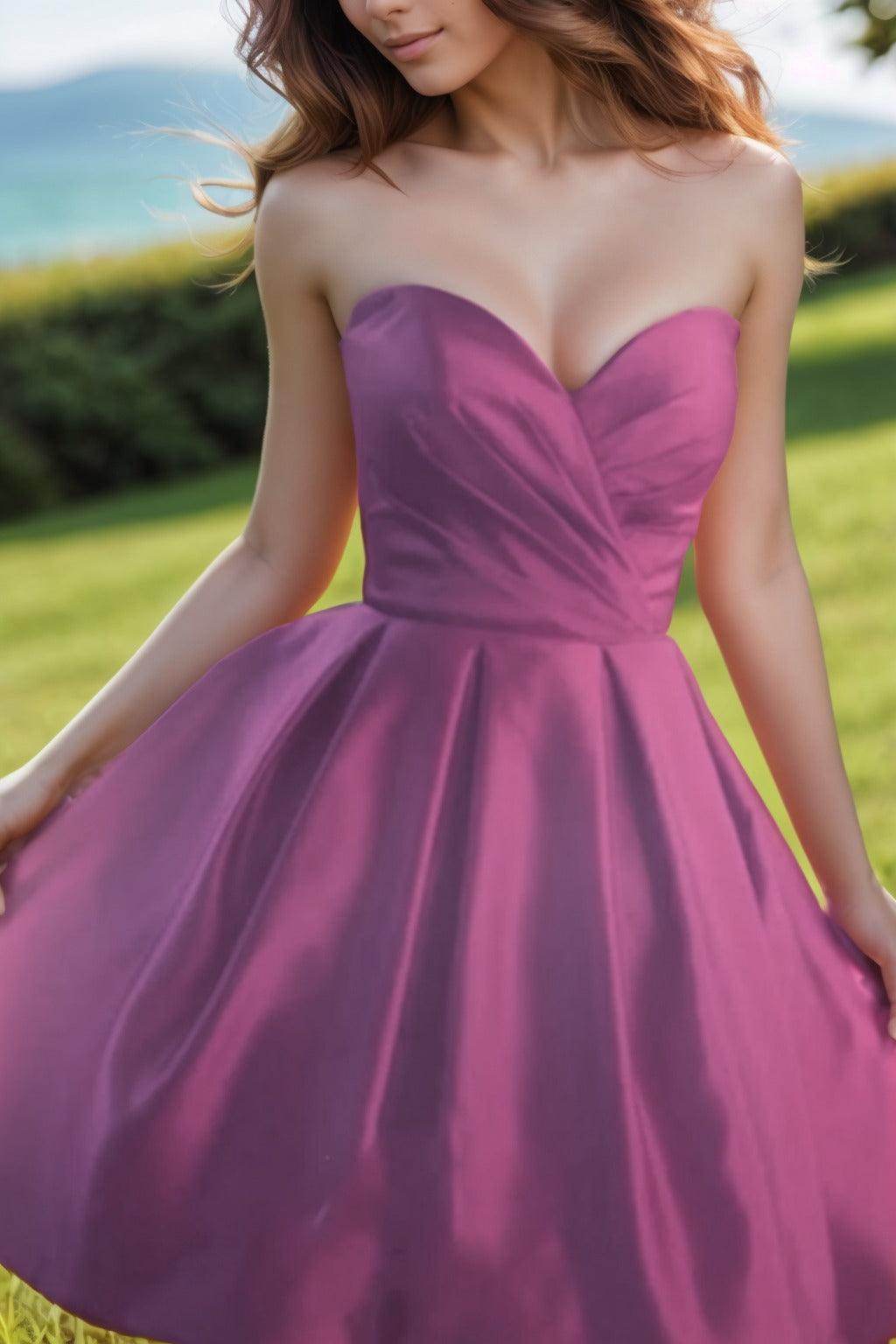 A-Line Knee Length Satin Homecoming Dresses CS0518 - COCOMELODY