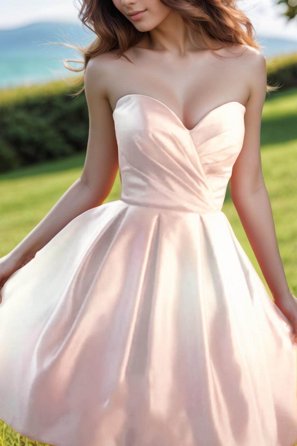A-Line Knee Length Satin Homecoming Dresses CS0518 - COCOMELODY
