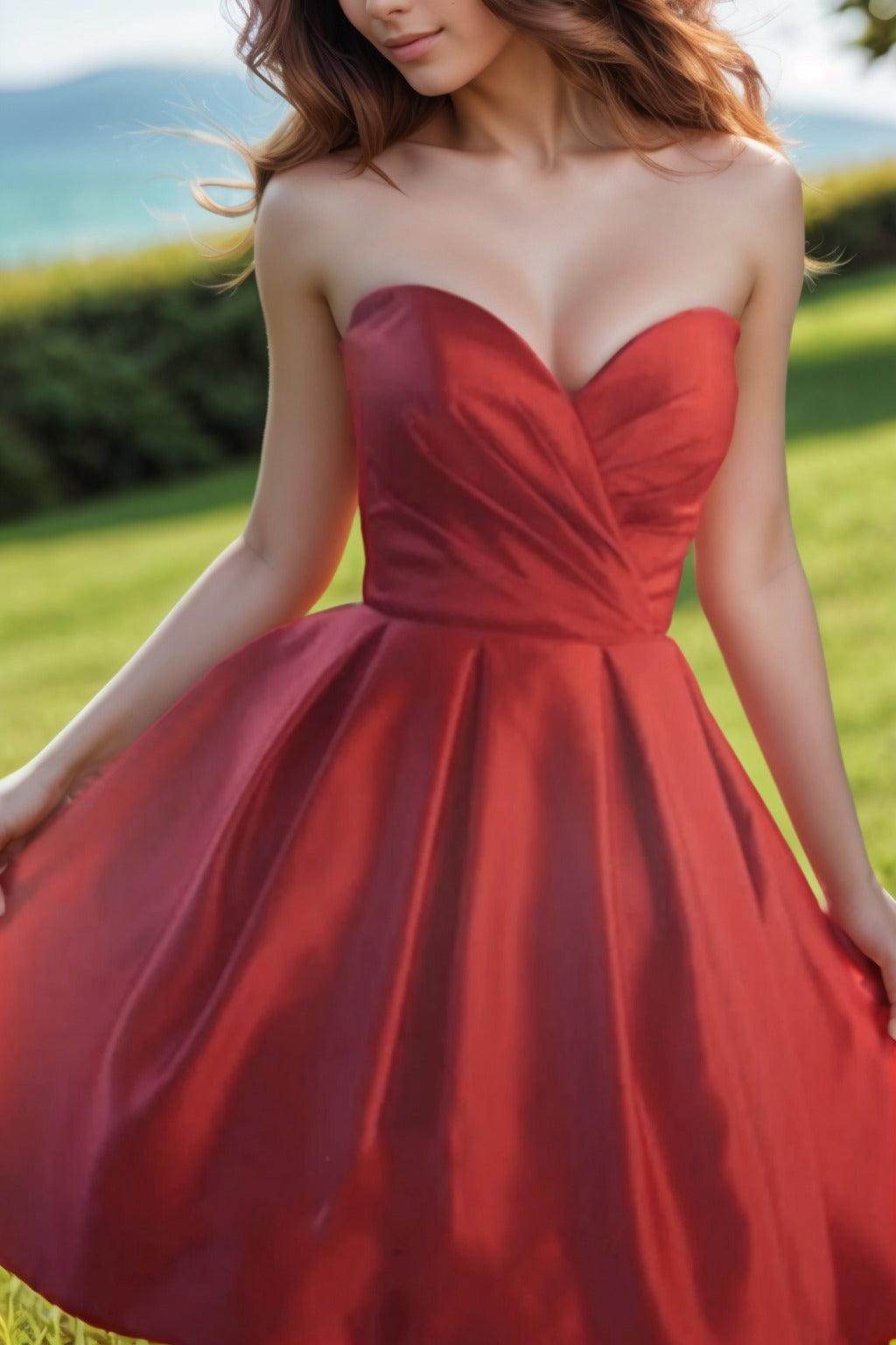 A-Line Knee Length Satin Homecoming Dresses CS0518 - COCOMELODY