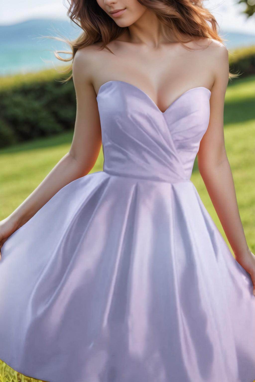 A-Line Knee Length Satin Homecoming Dresses CS0518 - COCOMELODY