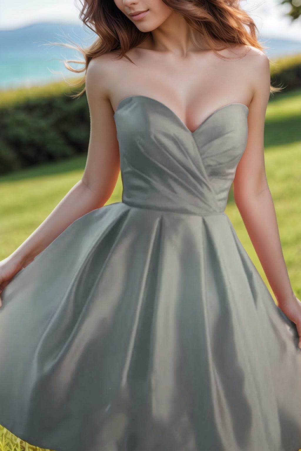 A-Line Knee Length Satin Homecoming Dresses CS0518 - COCOMELODY