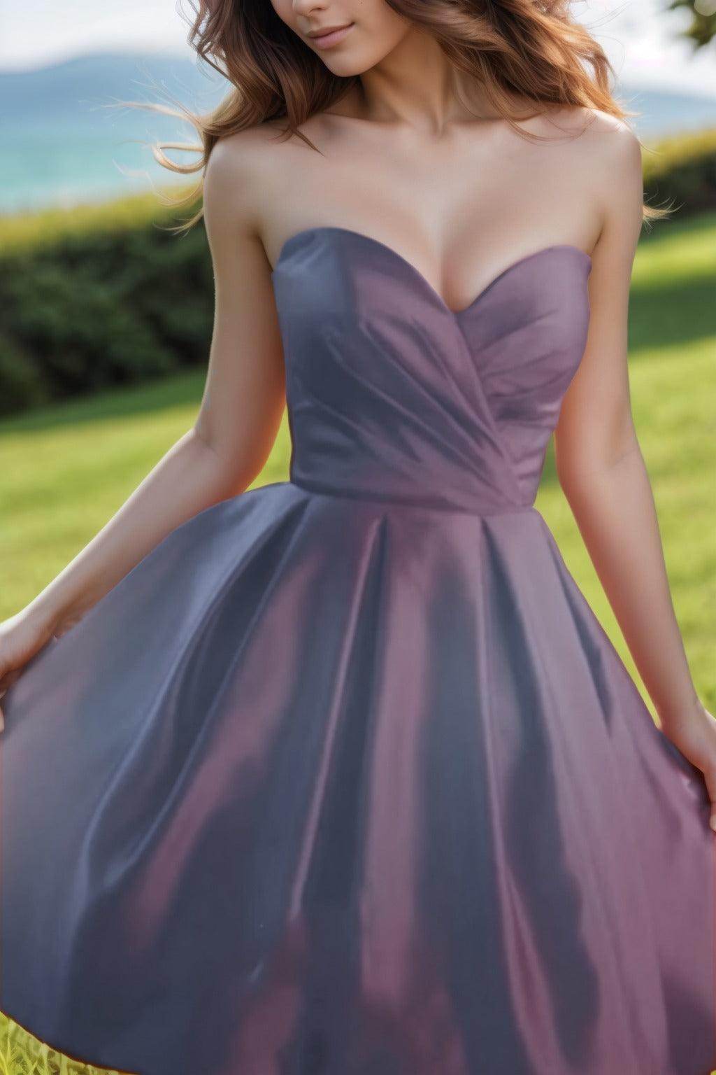 A-Line Knee Length Satin Homecoming Dresses CS0518 - COCOMELODY