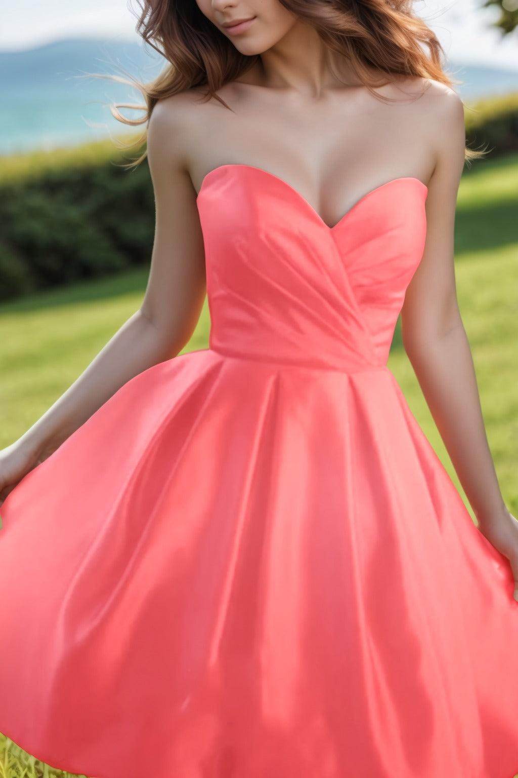 A-Line Knee Length Satin Homecoming Dresses CS0518 - COCOMELODY