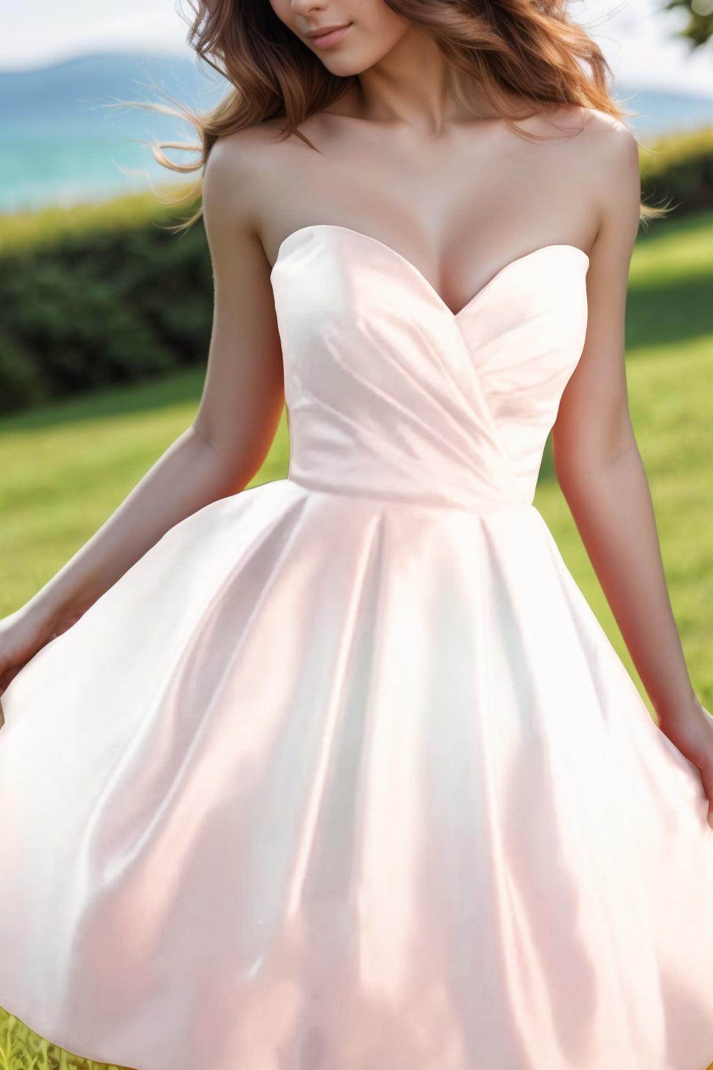 A-Line Knee Length Satin Homecoming Dresses CS0518 - COCOMELODY