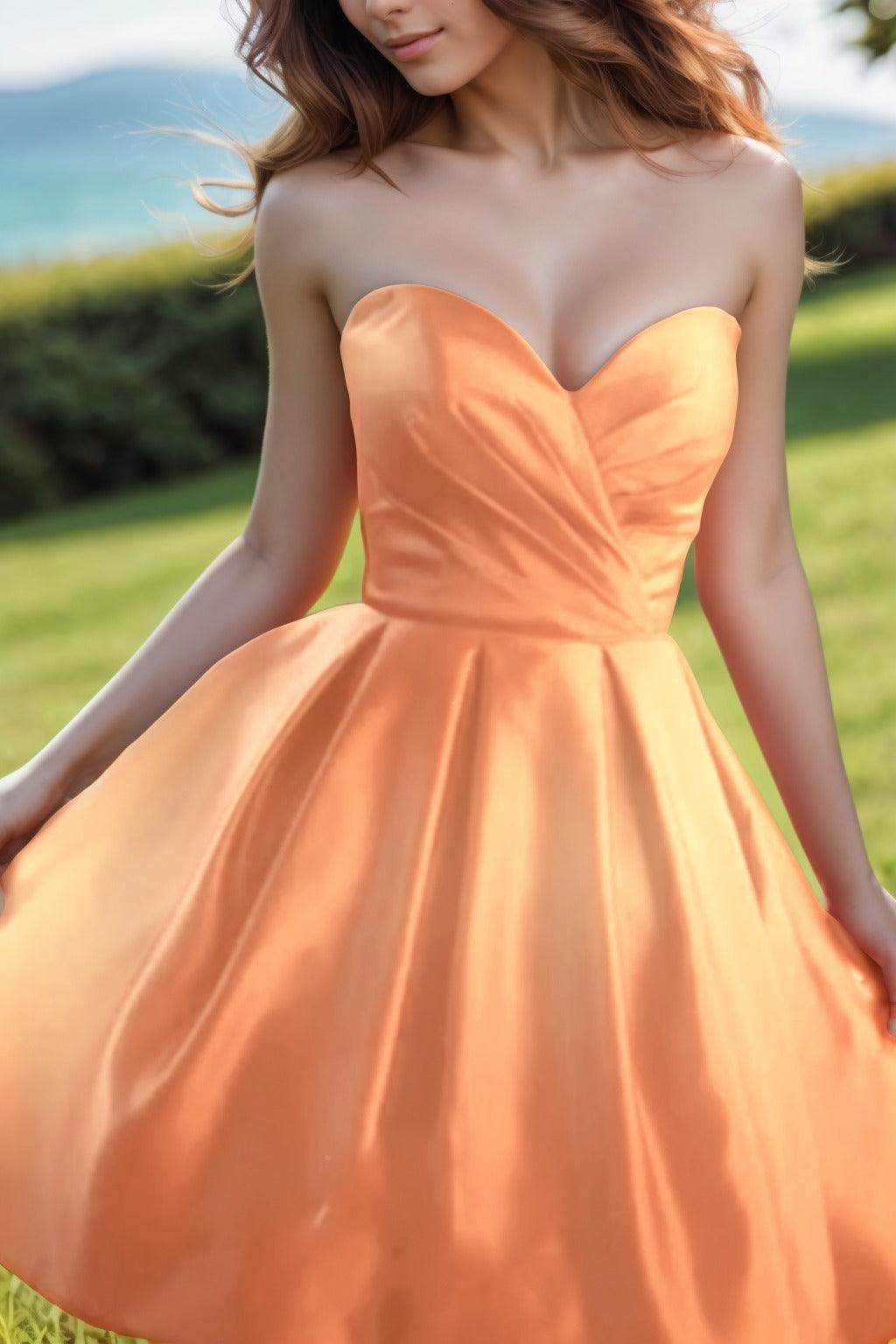 A-Line Knee Length Satin Homecoming Dresses CS0518 - COCOMELODY