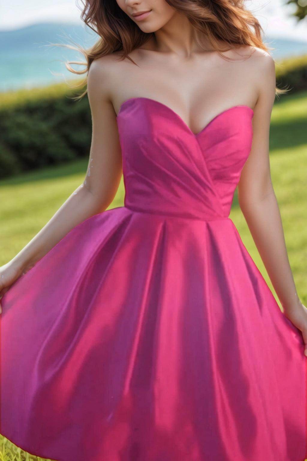 A-Line Knee Length Satin Homecoming Dresses CS0518 - COCOMELODY