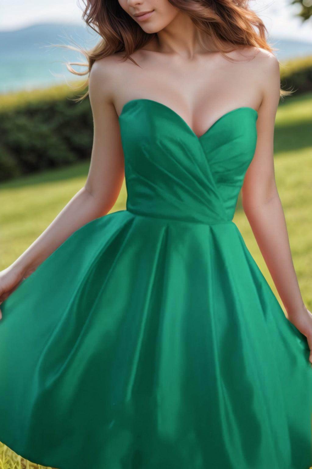 A-Line Knee Length Satin Homecoming Dresses CS0518 - COCOMELODY