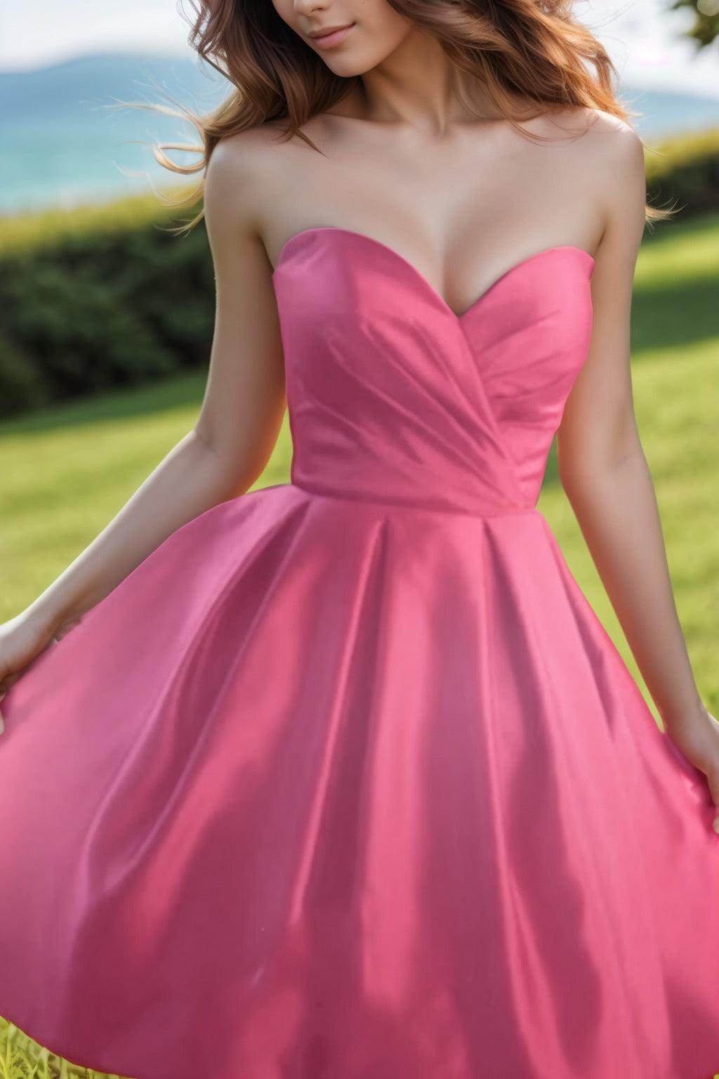 A-Line Knee Length Satin Homecoming Dresses CS0518 - COCOMELODY