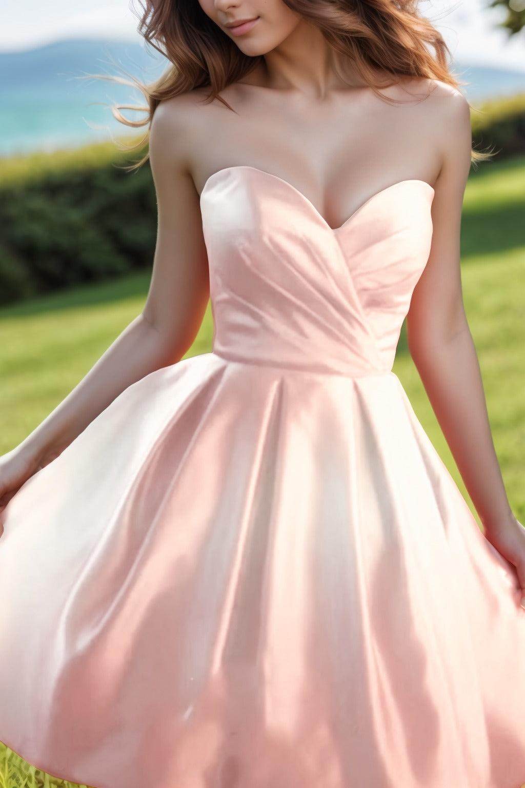 A-Line Knee Length Satin Homecoming Dresses CS0518 - COCOMELODY
