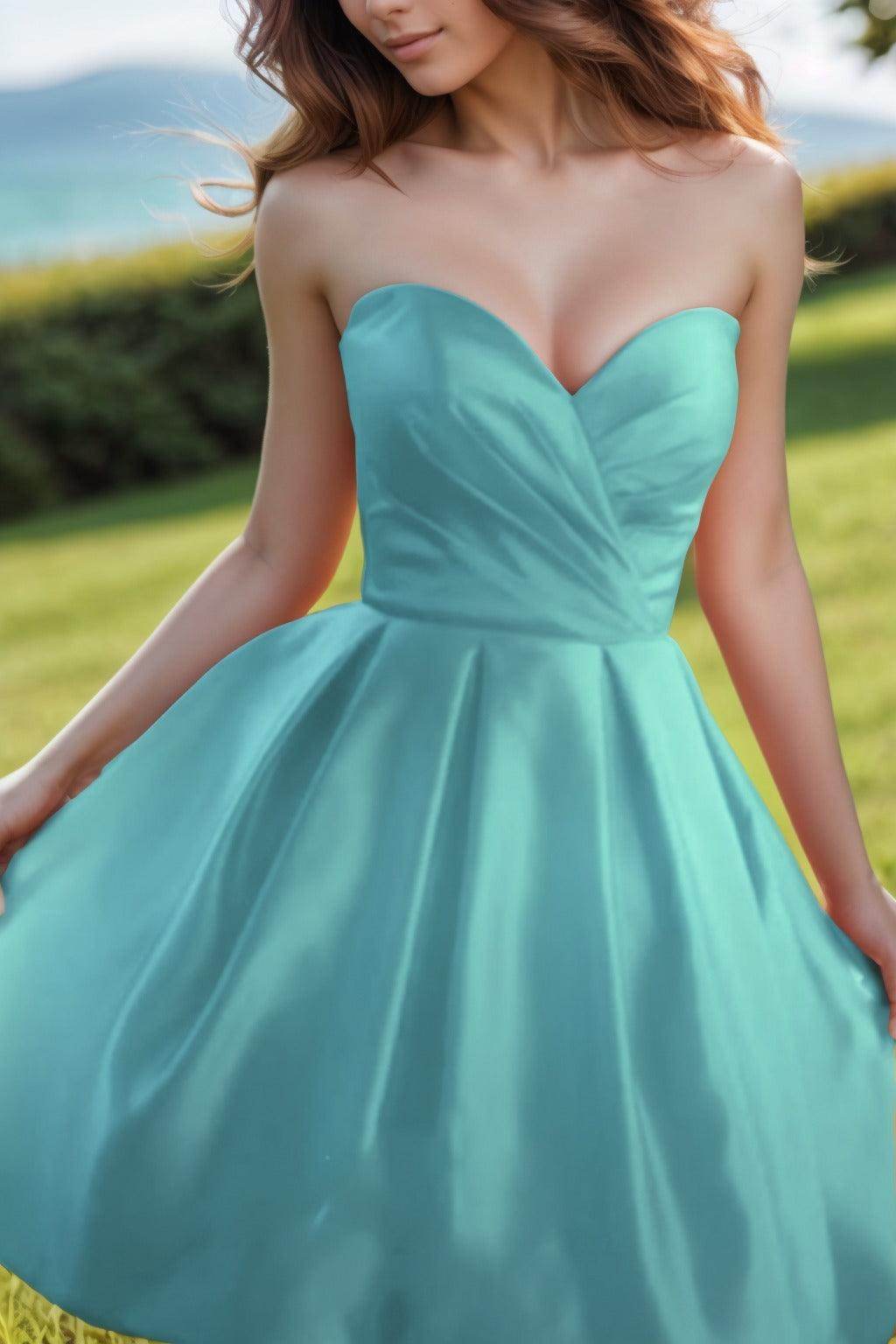 A-Line Knee Length Satin Homecoming Dresses CS0518 - COCOMELODY