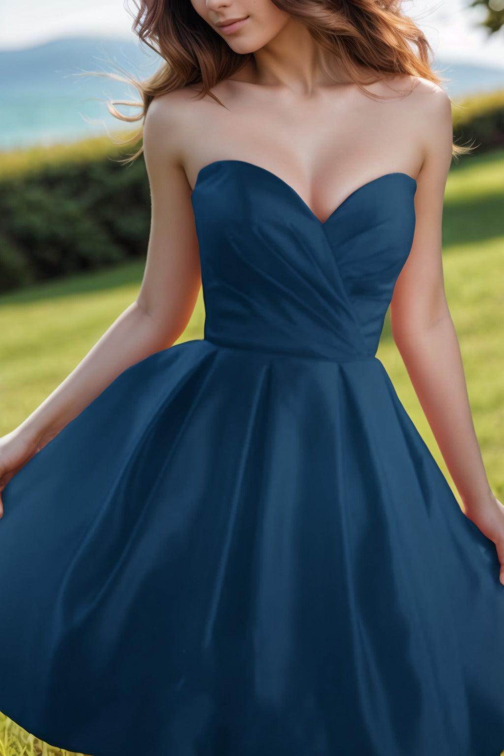 A-Line Knee Length Satin Homecoming Dresses CS0518 - COCOMELODY