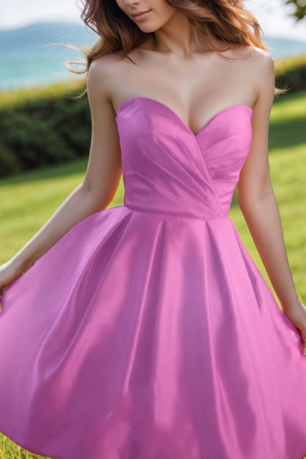 A-Line Knee Length Satin Homecoming Dresses CS0518 - COCOMELODY