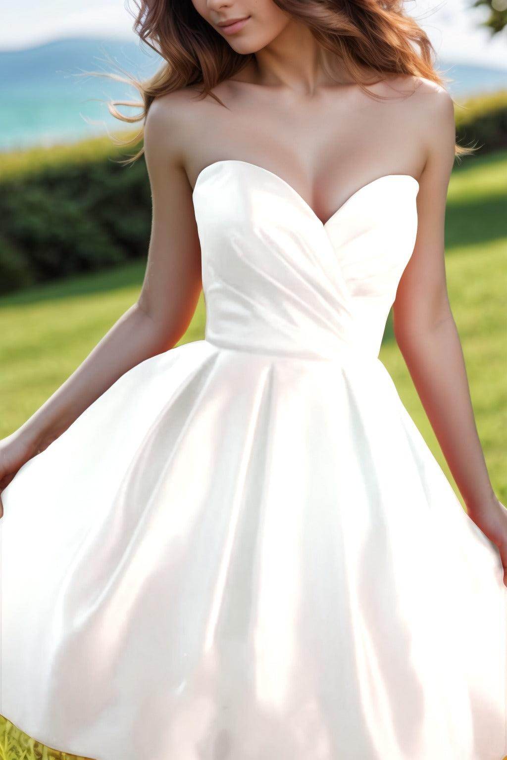 A-Line Knee Length Satin Homecoming Dresses CS0518 - COCOMELODY