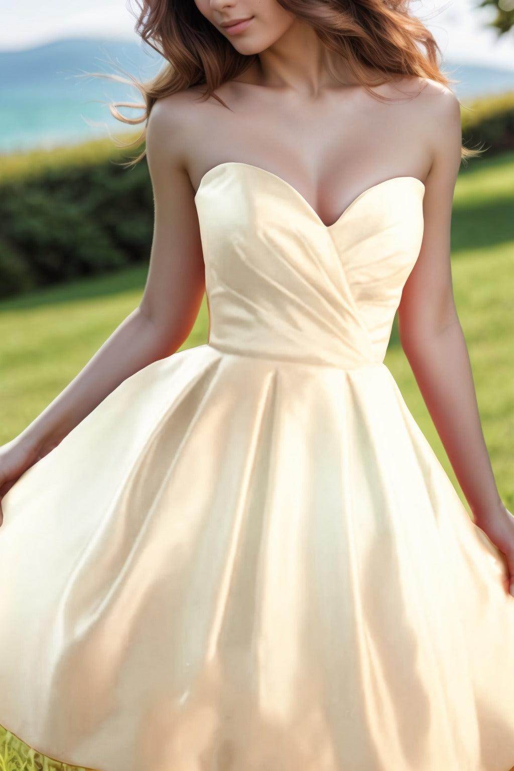A-Line Knee Length Satin Homecoming Dresses CS0518 - COCOMELODY