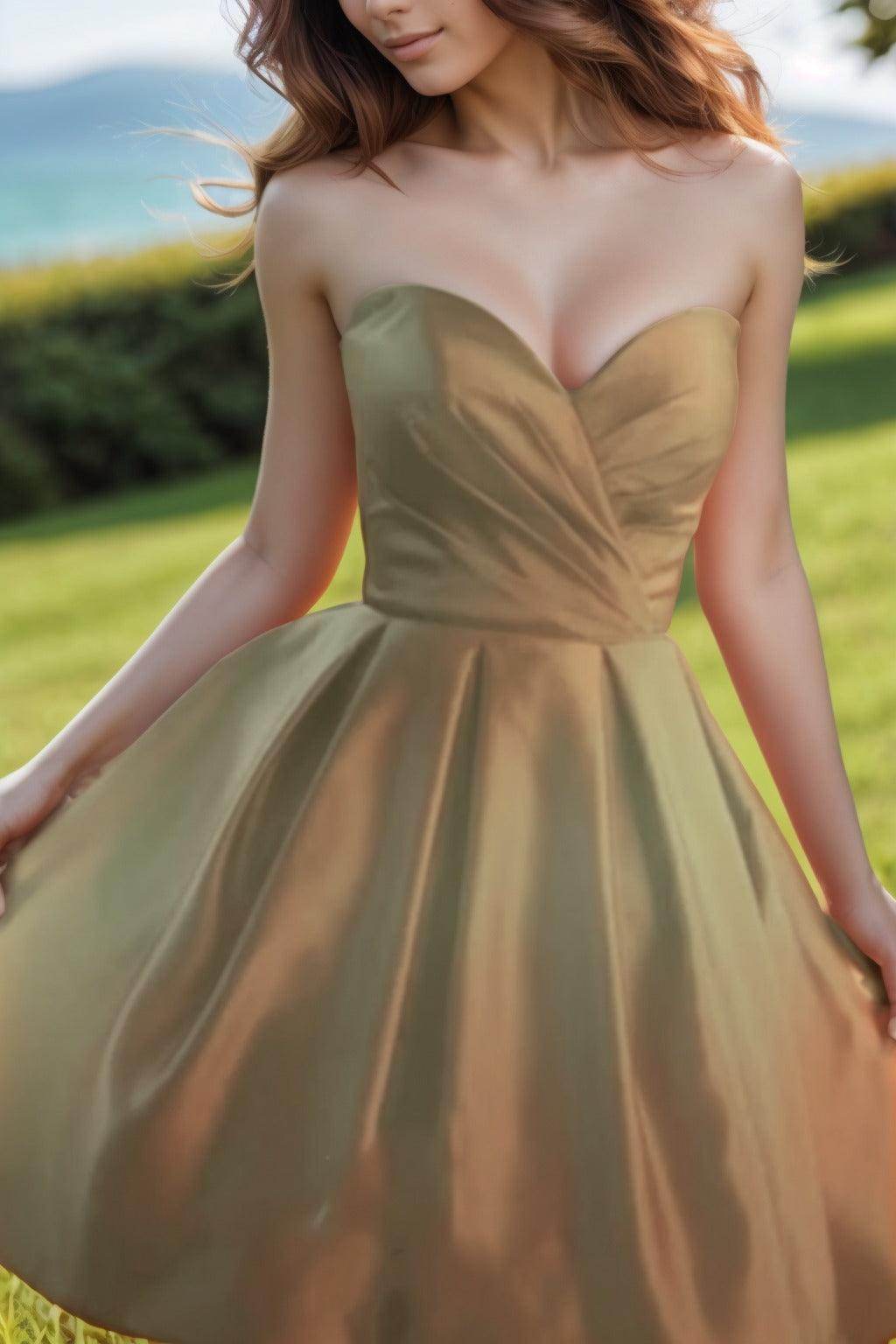 A-Line Knee Length Satin Homecoming Dresses CS0518 - COCOMELODY