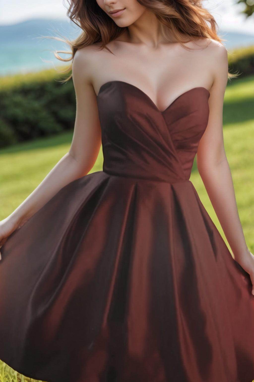 A-Line Knee Length Satin Homecoming Dresses CS0518 - COCOMELODY