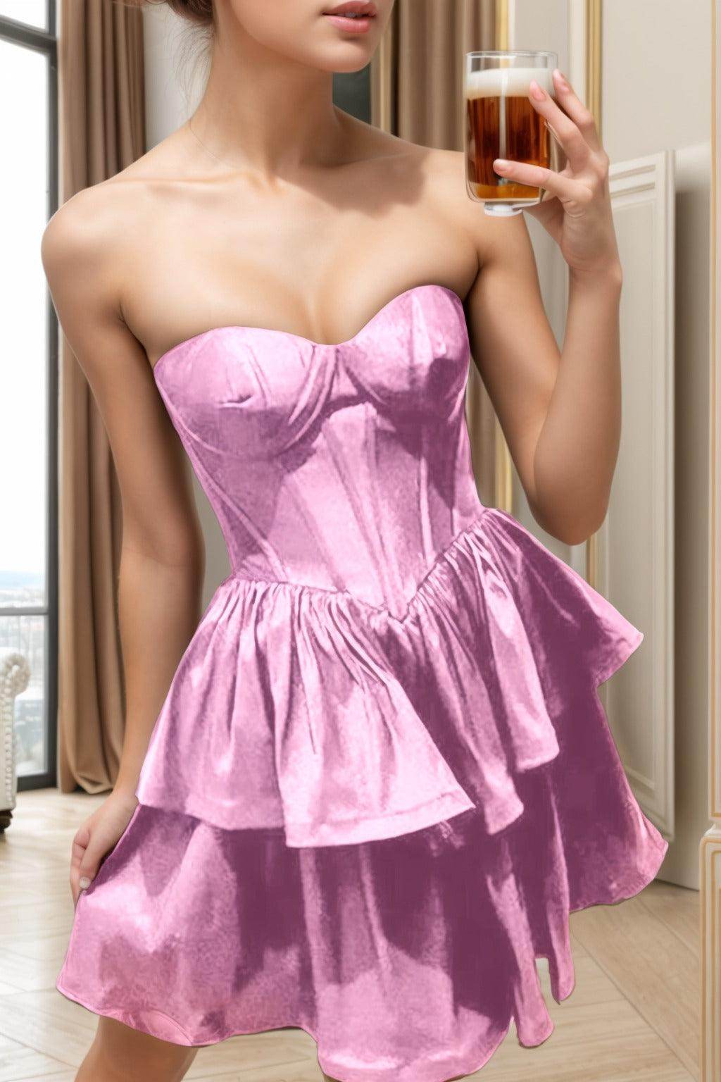 A-Line Knee Length Taffeta Homecoming Dresses CS0520 - COCOMELODY