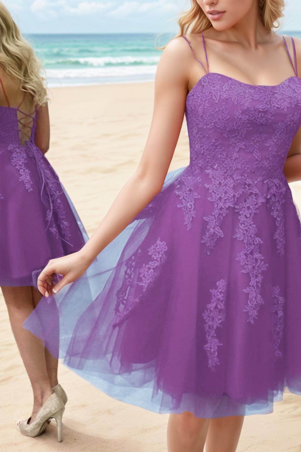 A-Line Knee Length Tulle Homecoming Dresses CS0521 - COCOMELODY