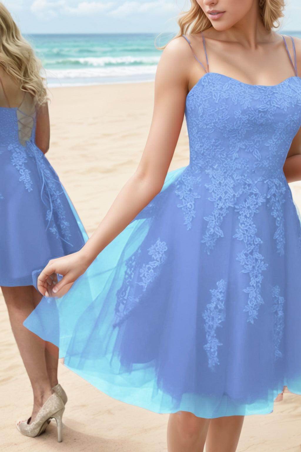 A-Line Knee Length Tulle Homecoming Dresses CS0521 - COCOMELODY