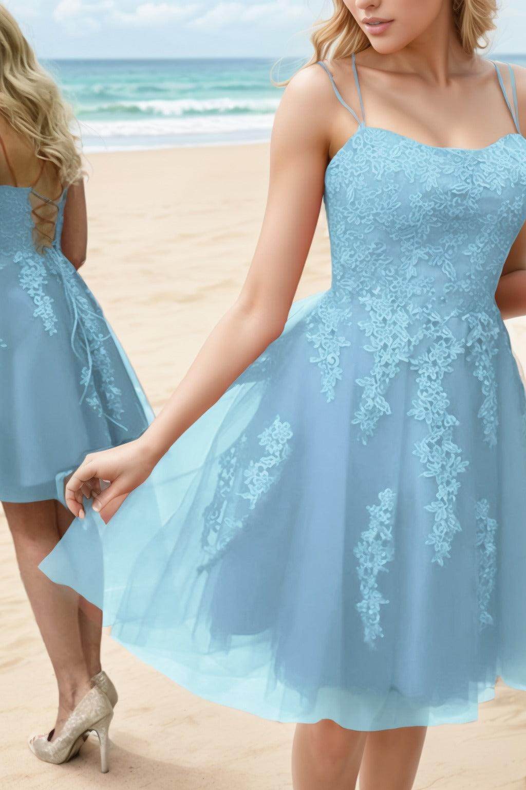A-Line Knee Length Tulle Homecoming Dresses CS0521 - COCOMELODY