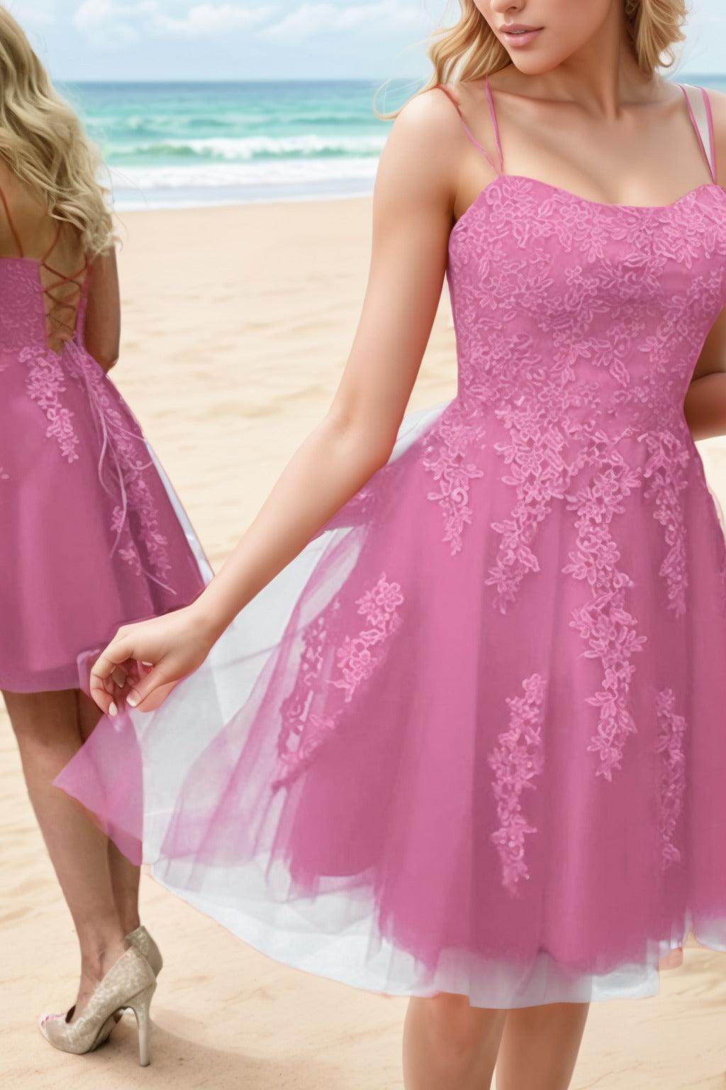 A-Line Knee Length Tulle Homecoming Dresses CS0521 - COCOMELODY