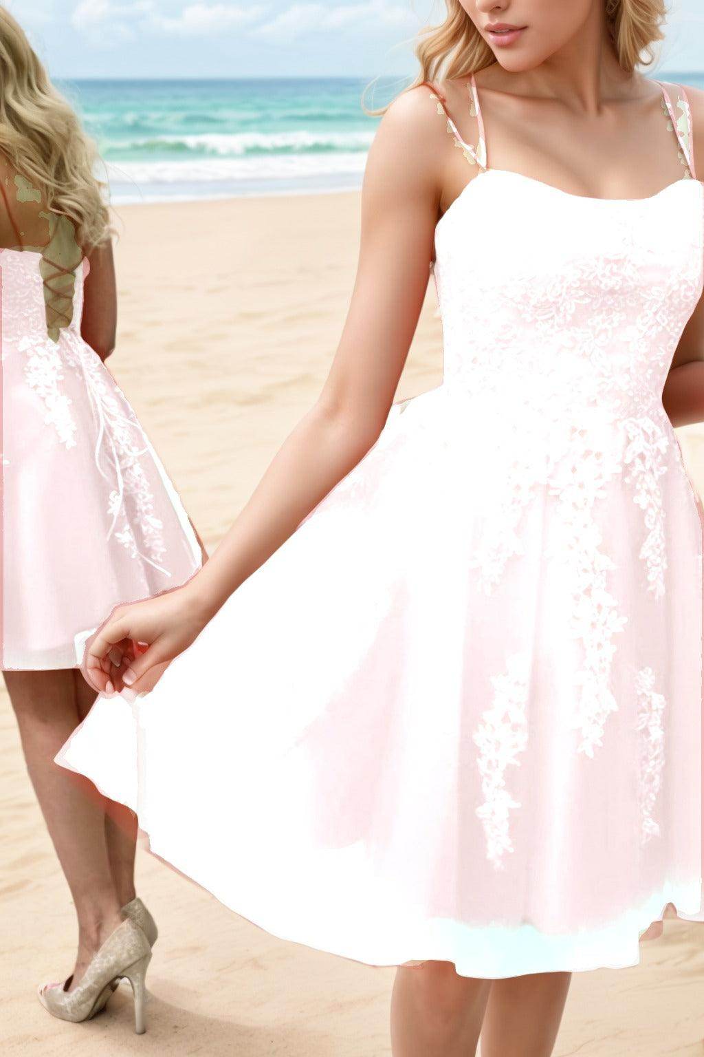 A-Line Knee Length Tulle Homecoming Dresses CS0521 - COCOMELODY