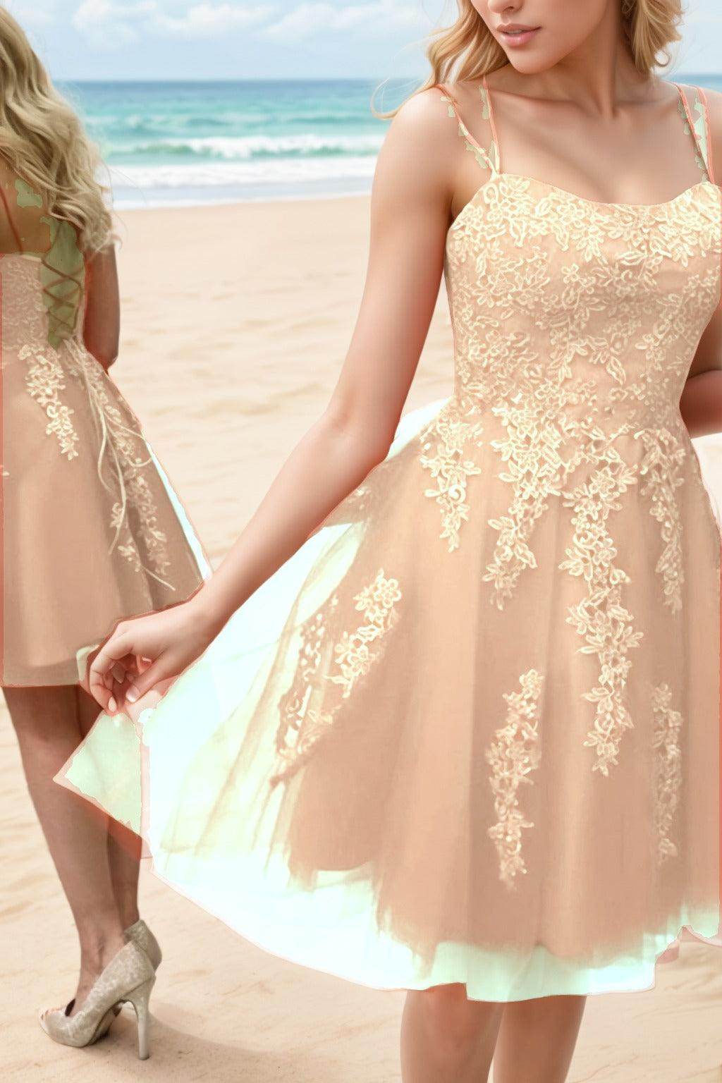A-Line Knee Length Tulle Homecoming Dresses CS0521 - COCOMELODY