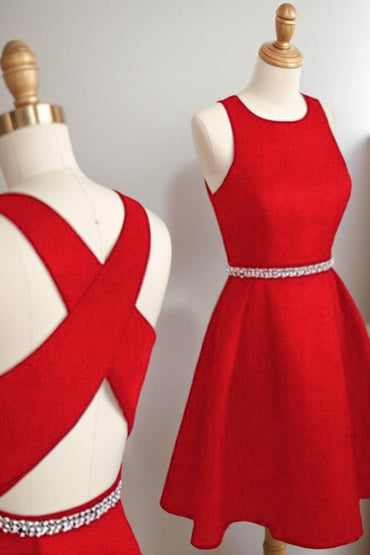 A-Line Tea Length Satin Homecoming Dresses CS0522 - COCOMELODY