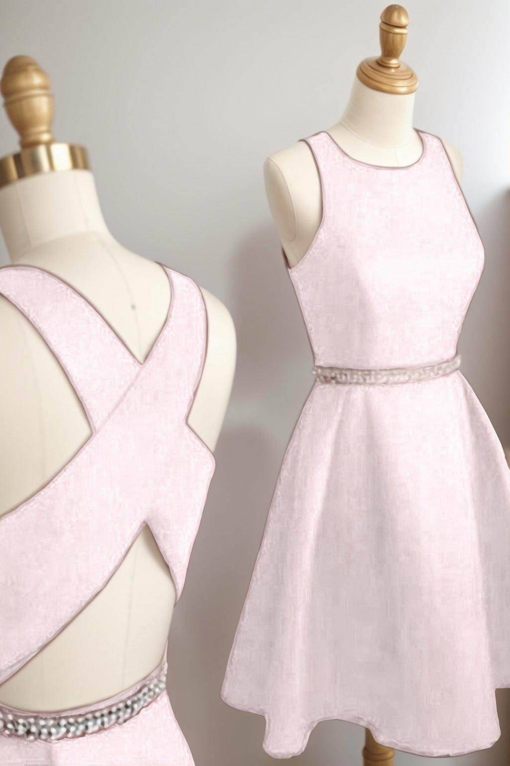 A-Line Tea Length Satin Homecoming Dresses CS0522 - COCOMELODY