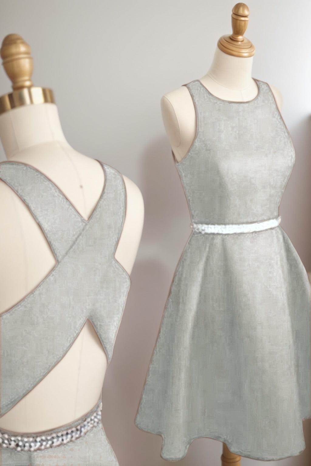 A-Line Tea Length Satin Homecoming Dresses CS0522 - COCOMELODY