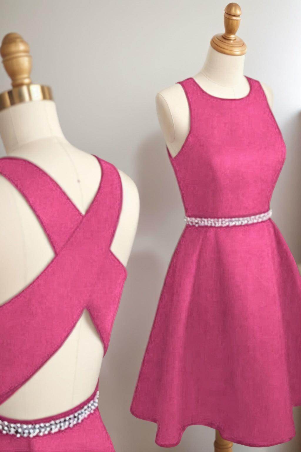 A-Line Tea Length Satin Homecoming Dresses CS0522 - COCOMELODY
