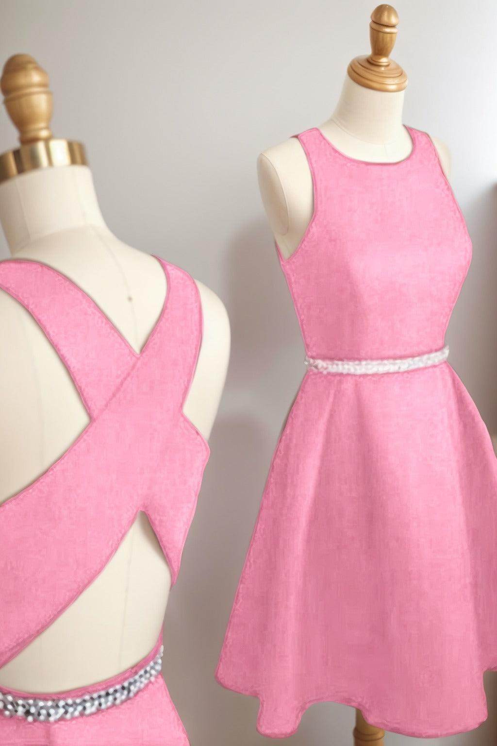 A-Line Tea Length Satin Homecoming Dresses CS0522 - COCOMELODY