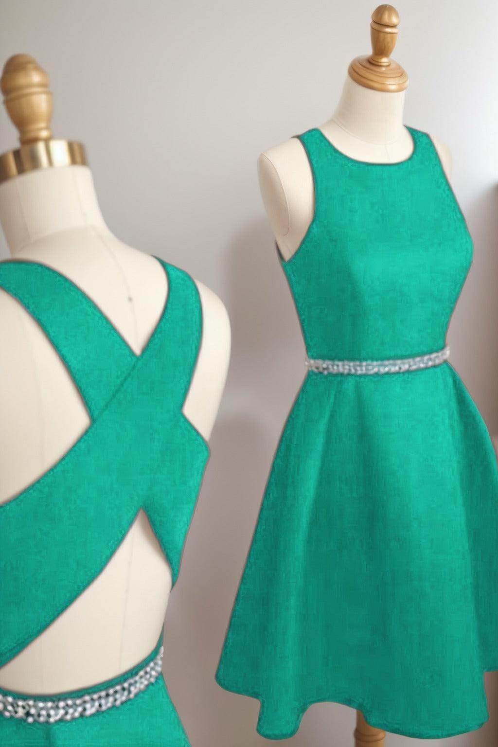 A-Line Tea Length Satin Homecoming Dresses CS0522 - COCOMELODY
