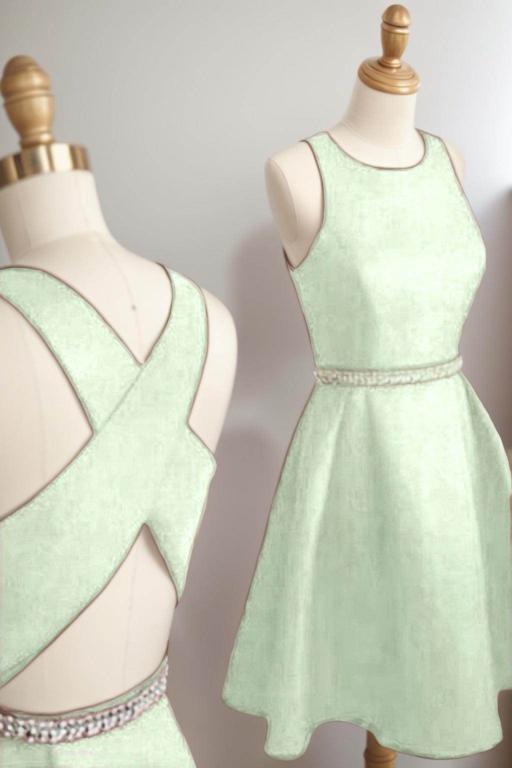 A-Line Tea Length Satin Homecoming Dresses CS0522 - COCOMELODY