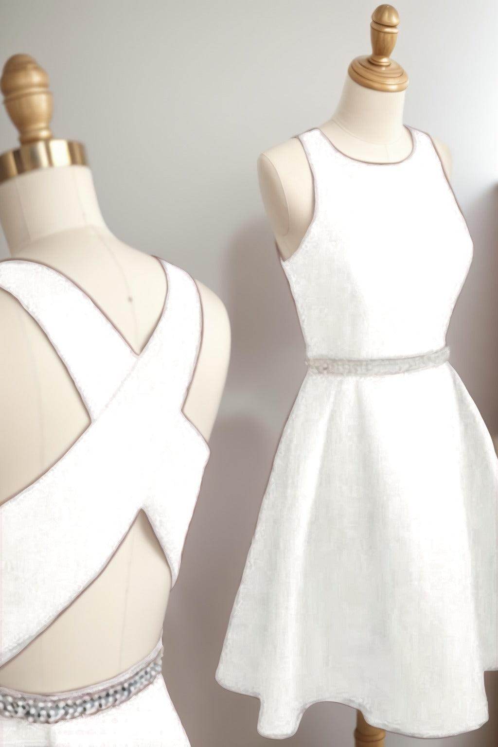 A-Line Tea Length Satin Homecoming Dresses CS0522 - COCOMELODY