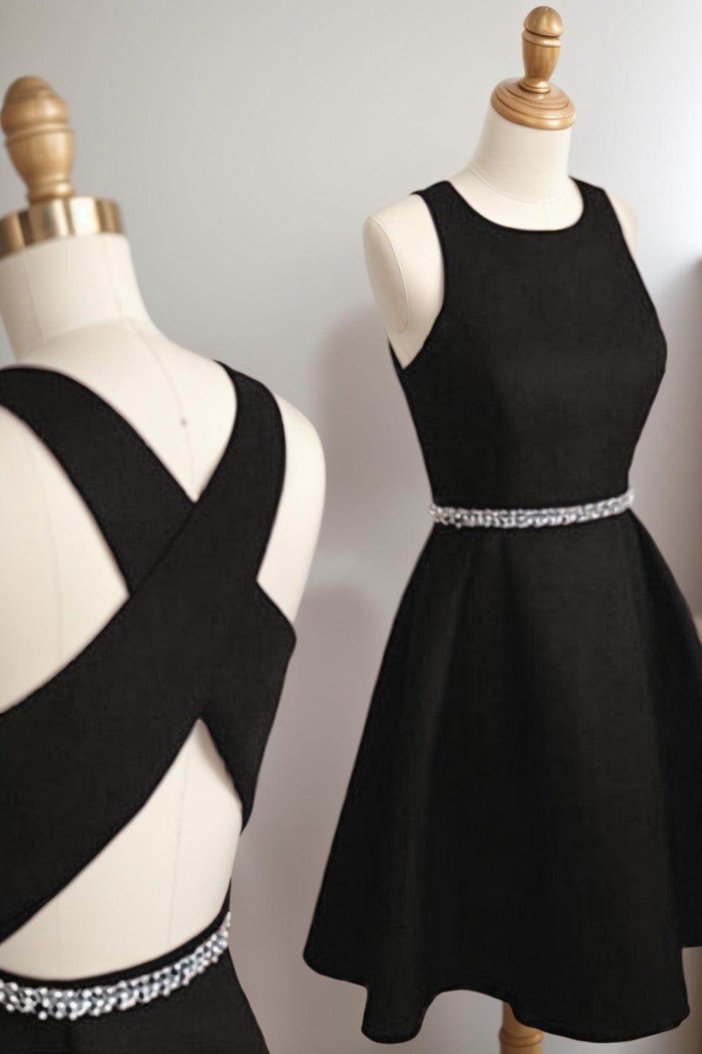 A-Line Tea Length Satin Homecoming Dresses CS0522 - COCOMELODY