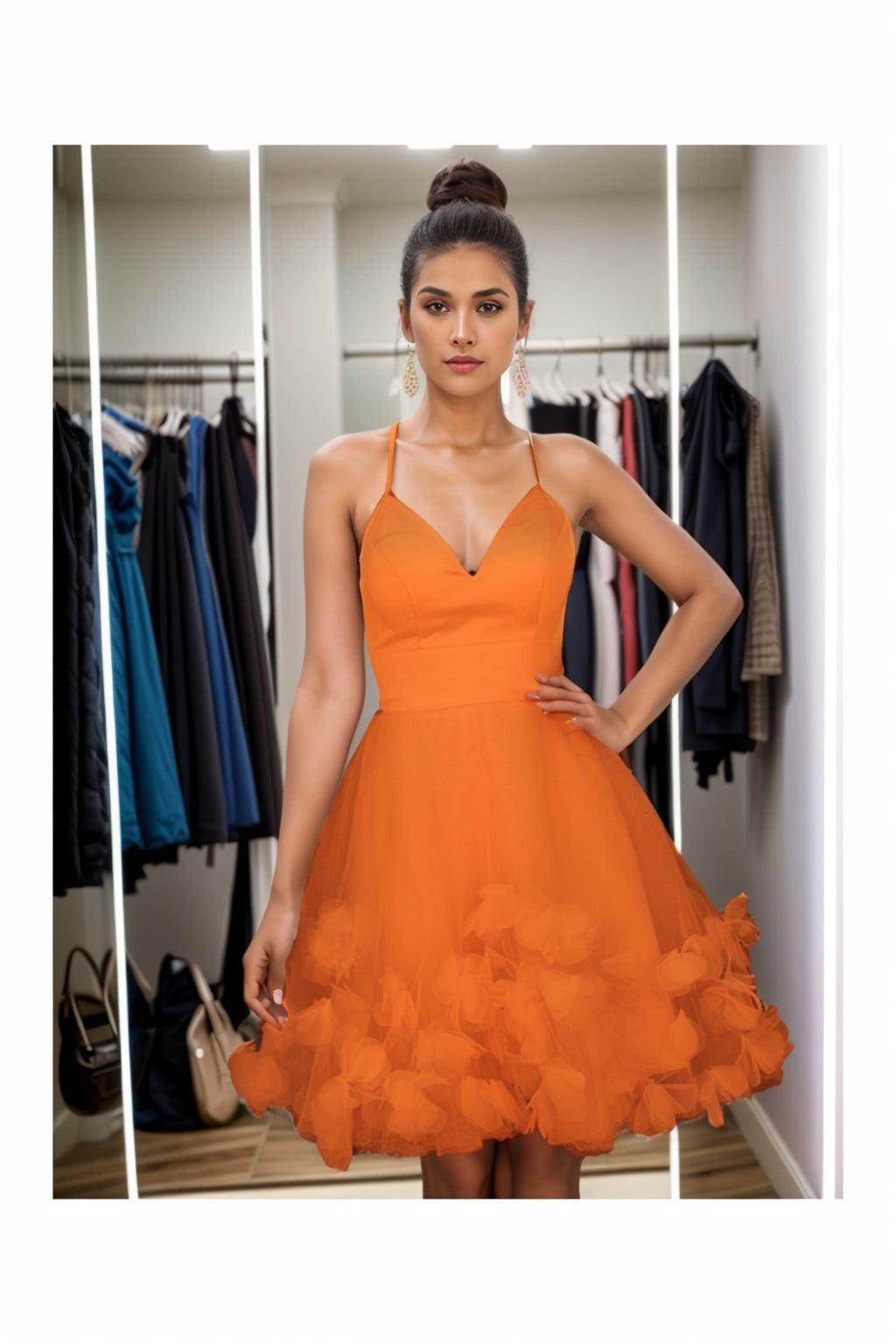 A-Line Knee Length Satin Homecoming Dresses CS0532 - COCOMELODY