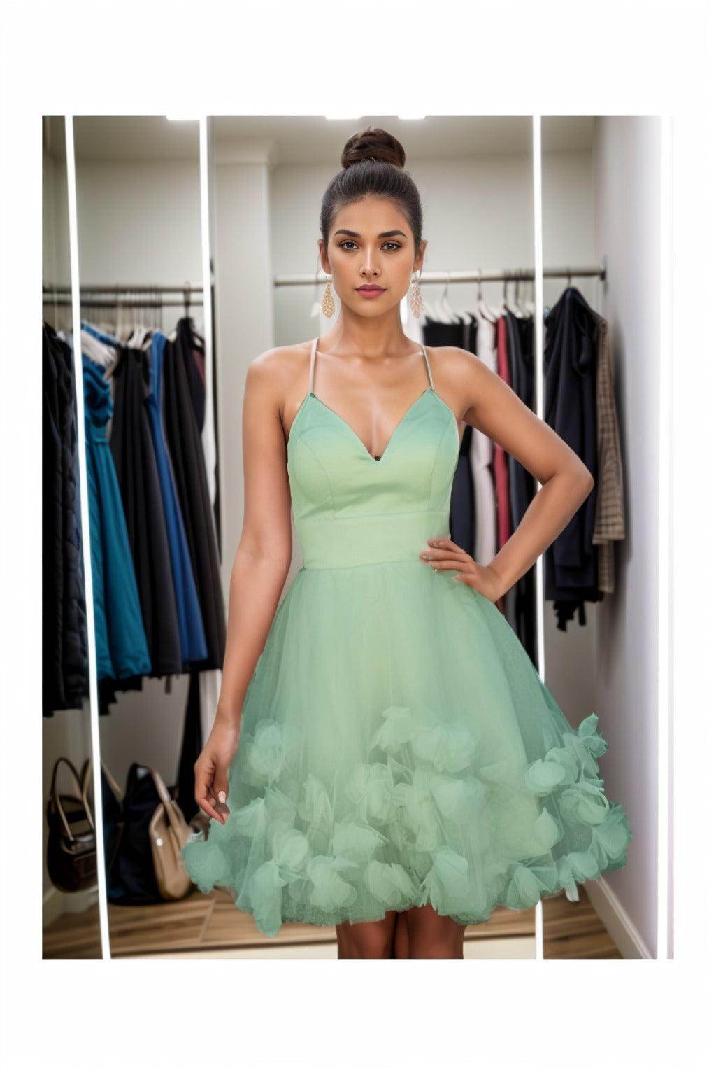 A-Line Knee Length Satin Homecoming Dresses CS0532 - COCOMELODY