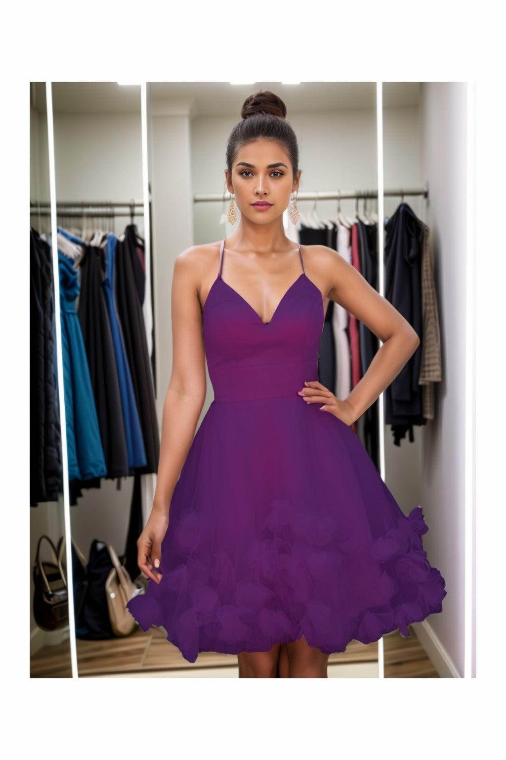A-Line Knee Length Satin Homecoming Dresses CS0532 - COCOMELODY