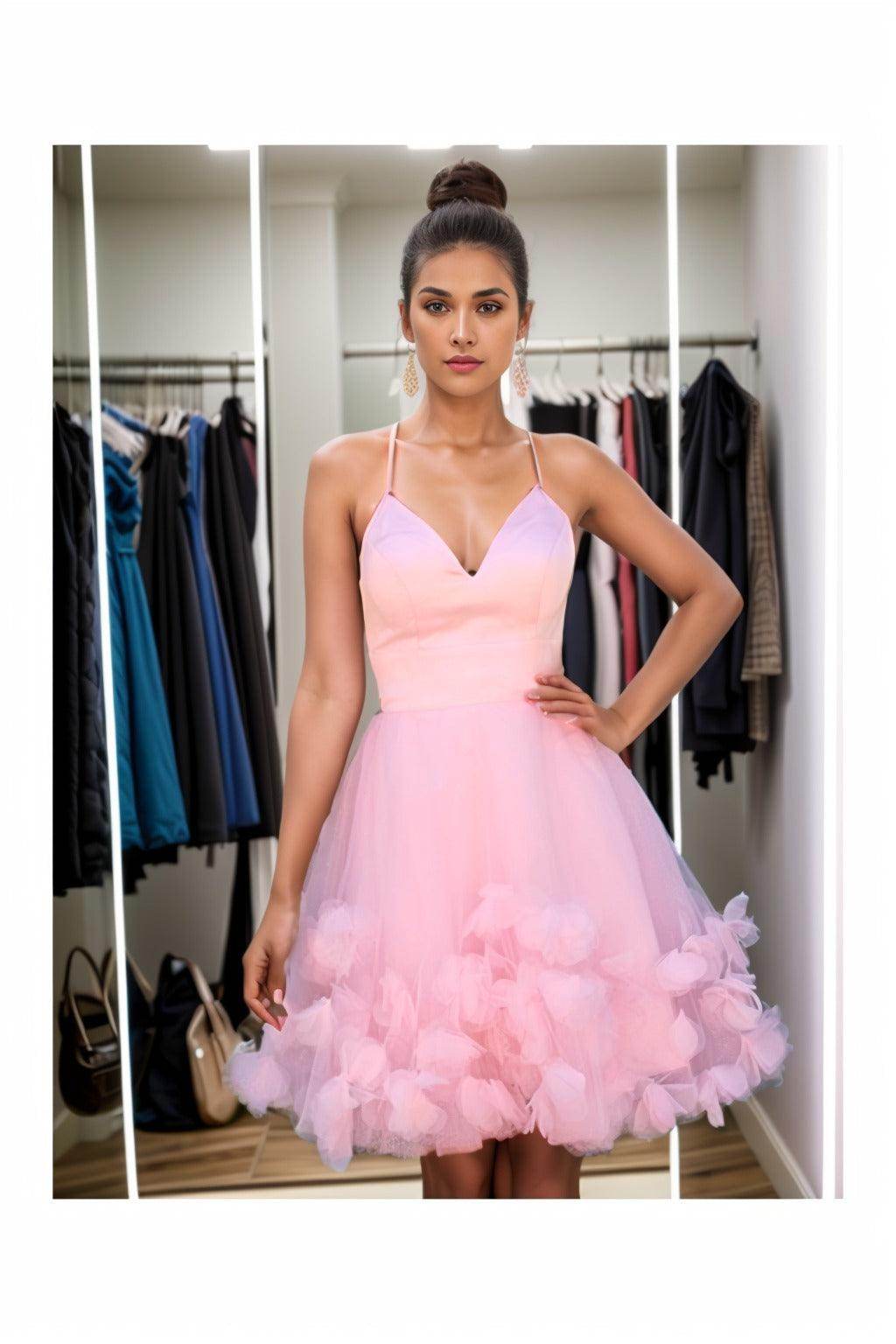A-Line Knee Length Satin Homecoming Dresses CS0532 - COCOMELODY