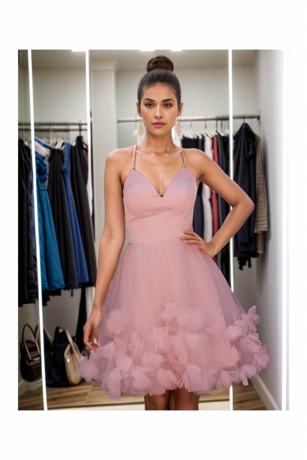 A-Line Knee Length Satin Homecoming Dresses CS0532 - COCOMELODY