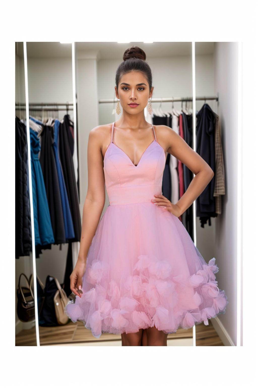 A-Line Knee Length Satin Homecoming Dresses CS0532 - COCOMELODY