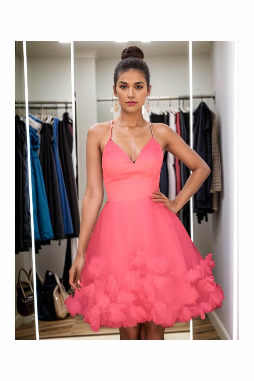 A-Line Knee Length Satin Homecoming Dresses CS0532 - COCOMELODY
