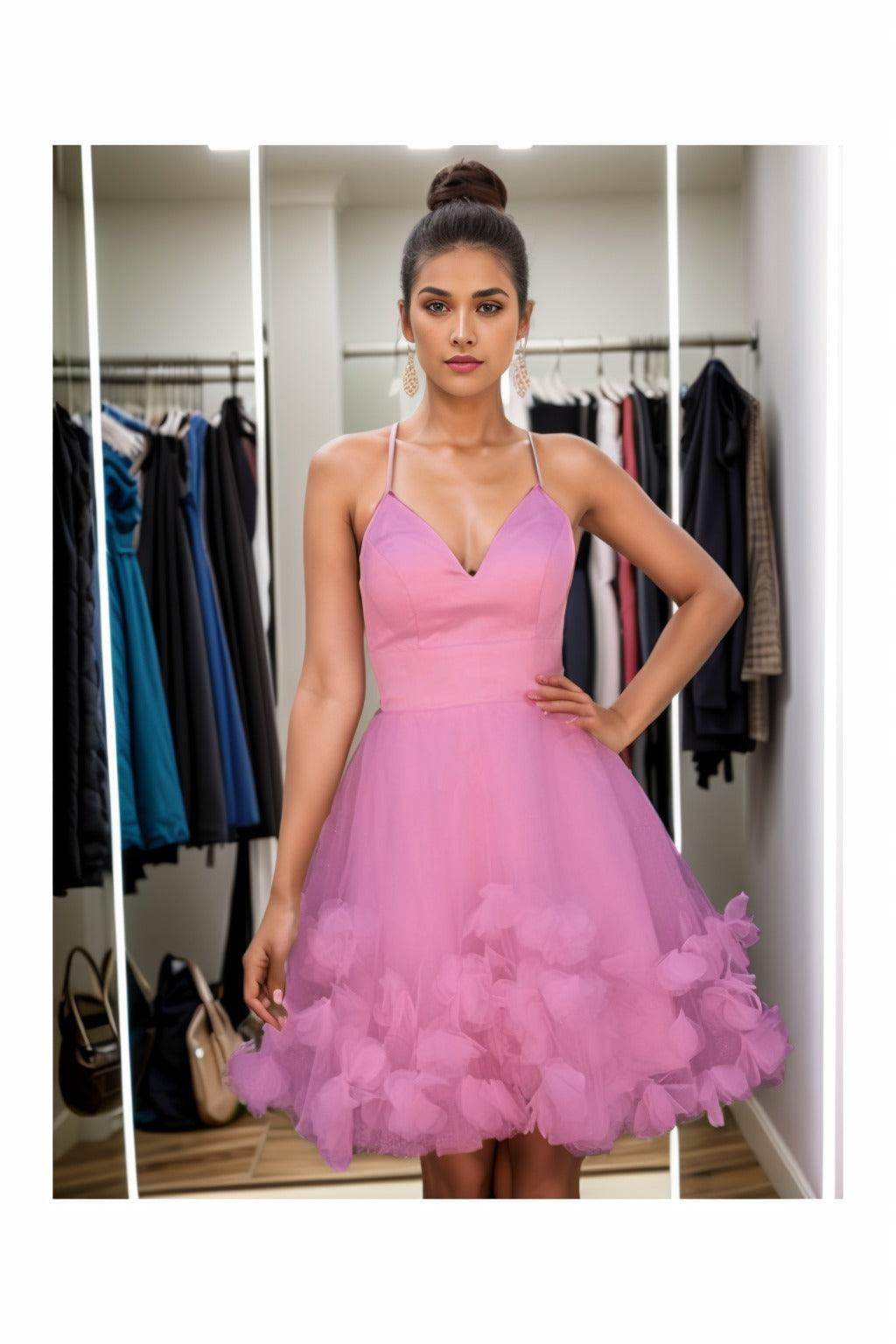 A-Line Knee Length Satin Homecoming Dresses CS0532 - COCOMELODY